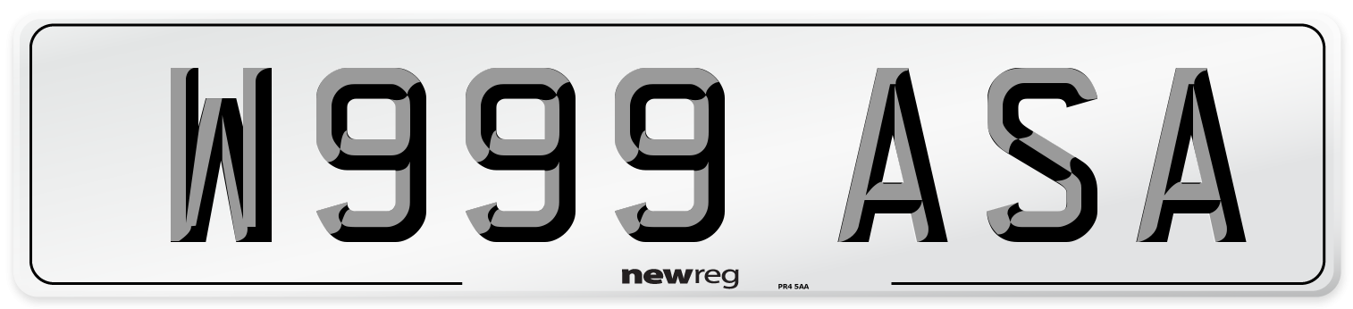 W999 ASA Number Plate from New Reg
